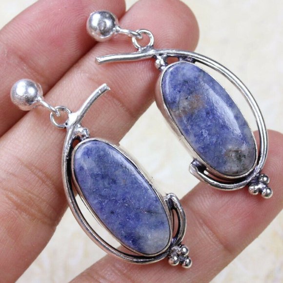Hand Crafted Jewelry - Handmade Sodalite 925 Silver Earrings